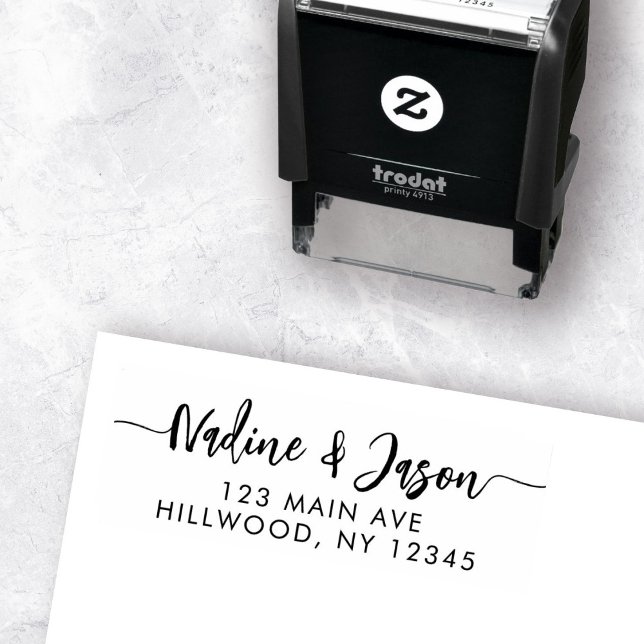 Elegant Modern Script Stylish Minimalist Wedding Self-inking Stamp (Creator Uploaded)