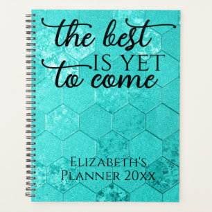 Elegant Modern Script Teal Tile Texture Quote Planner