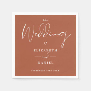 Elegant Modern Script Terracotta Wedding Napkin