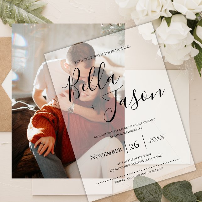 Elegant Modern Script Typography Simple Wedding Vellum Invitations (Elegant Modern Script Typography Simple Wedding Vellum Invitations)