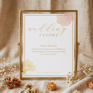 Elegant Modern Script Watercolor Wedding Favours Poster