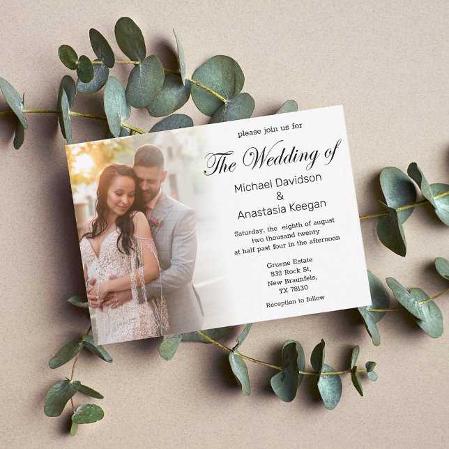 elegant modern script wedding day photo invitation (Creator Uploaded)