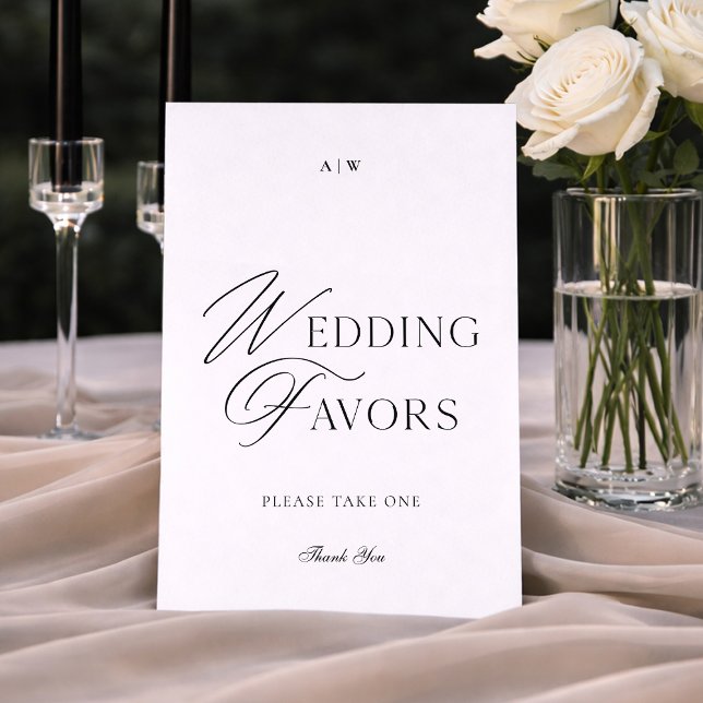 Elegant Modern Script Wedding Favors Sign Invitation (Creator Uploaded)
