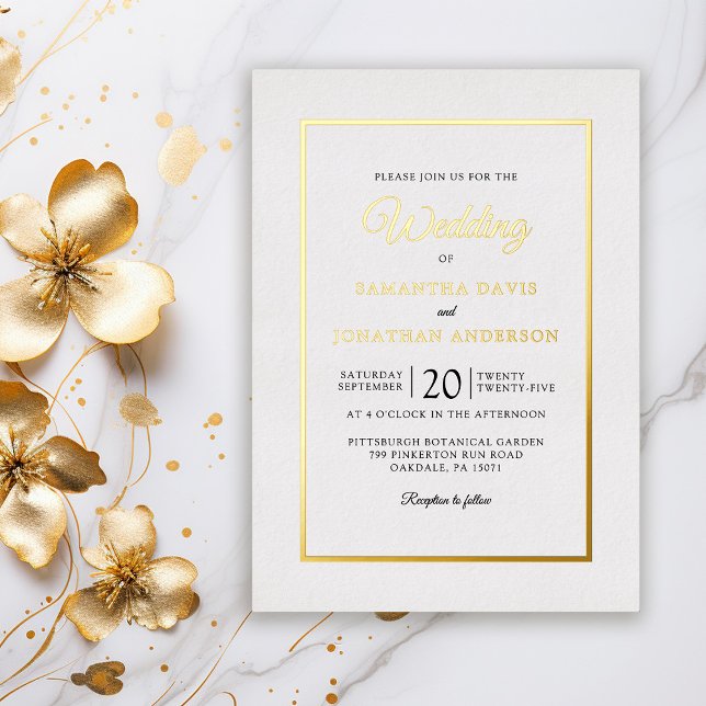 Elegant Modern Script Wedding Gold Foil Invitation (Creator Uploaded)