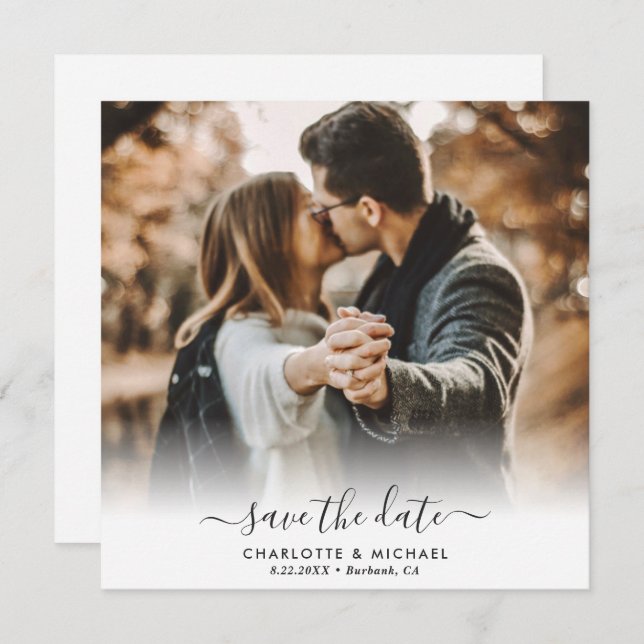 Elegant Modern Script Wedding Photo Announcement (Front/Back)
