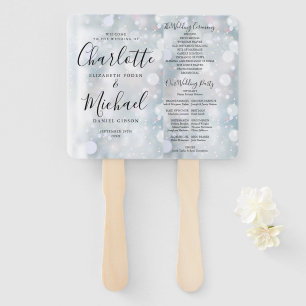 Elegant Modern Script Winter Wedding Program Hand Fan