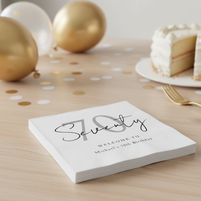 Elegant Modern Seventy 70th Birthday Party Napkins (Creator Uploaded)
