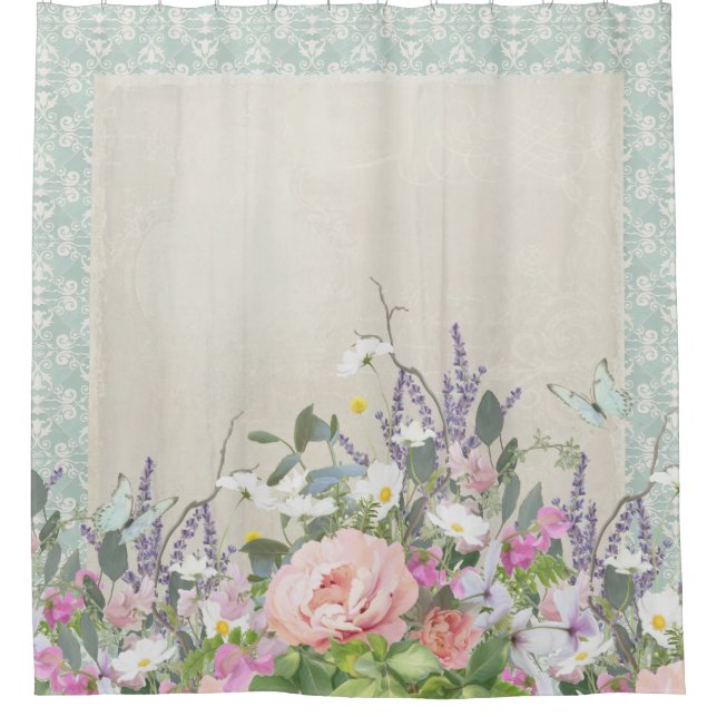 Elegant Modern Shabby Country Chic Floral Peonies (Front)