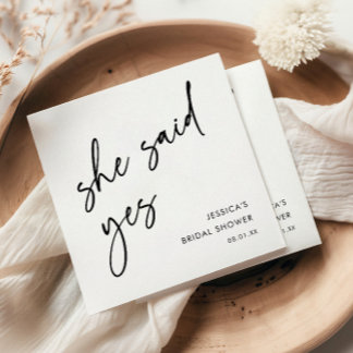 Elegant Modern She Said Yes Bridal Shower Napkin