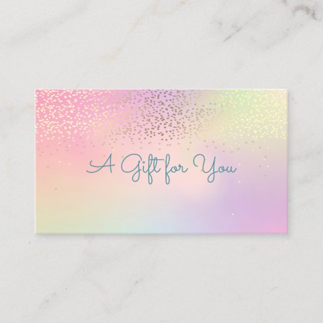 Elegant Modern Shinny Confetti  Holographic Discount Card (Front)