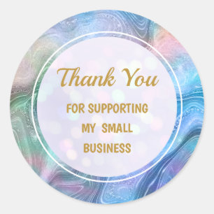 Elegant Modern Shiny Colourful Liquid Thank You Classic Round Sticker