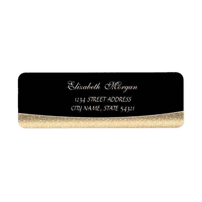 Elegant,Modern ,Shiny,Gold,Black   Address Label (Front)