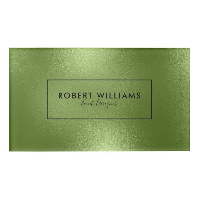 Elegant Modern Shiny Green Abstract Background Name Tag (Front)