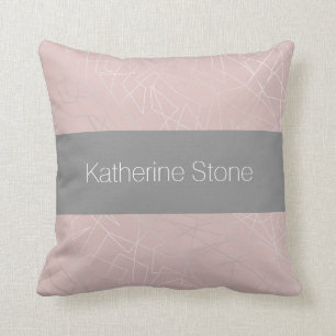 Elegant modern silver geometric triangles pink throw pillow