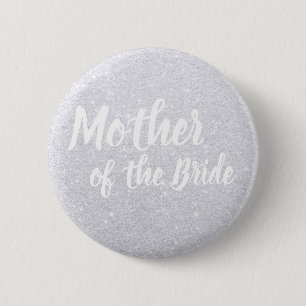 Elegant modern silver glitter mother of the bride 2 inch round button