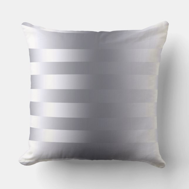 Elegant Modern Silver Grey Stripes Pattern 2a Throw Pillow (Front)
