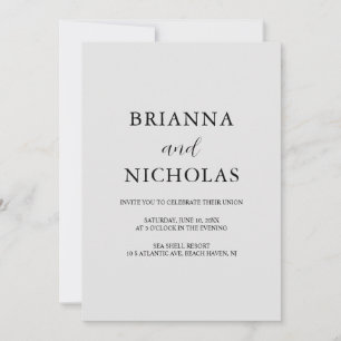 Elegant Modern Silver Grey Wedding All-in-one  Invitation