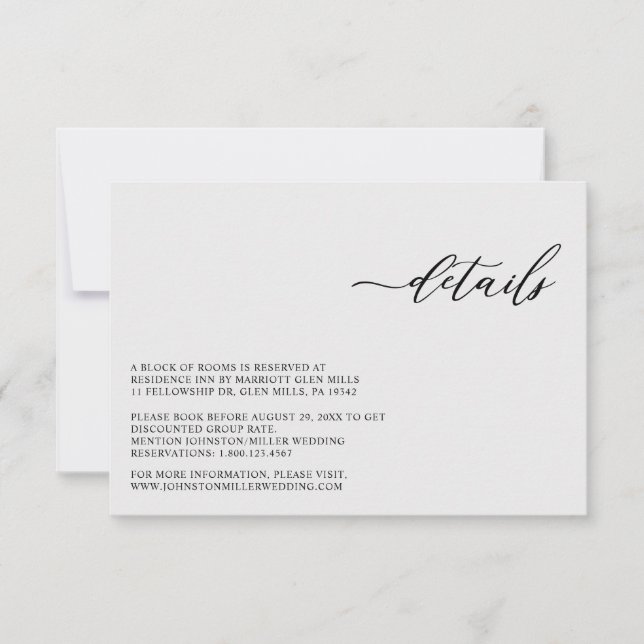 Elegant Modern Silver Grey Wedding Enclosure Card (Front)