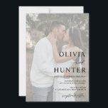 Elegant Modern Silver Grey Wedding Photo Invitation<br><div class="desc">Elegant Modern Calligraphy Silver Grey Wedding Photo Invitation. This design works with any colour photo. To change your personal photo to black and white,  click "customize further" and on the right hand side click "filters" then "black and white."</div>