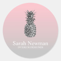 Elegant modern silver pineapple gradient pink