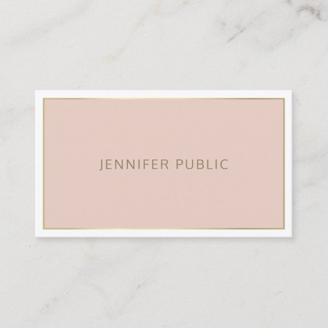 Elegant Modern Simple Artistic Pink Gold Frame Business Card (Front)