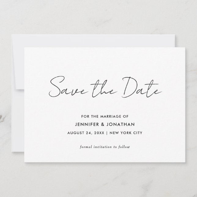 Elegant Modern Simple Black And White Typography Save The Date (Front)