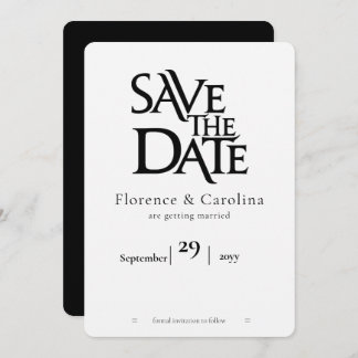 Elegant Modern Simple Black on White  Save The Date