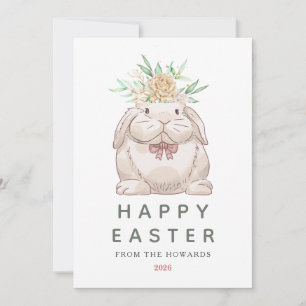 Elegant Modern Simple Bunny Happy Easter Photo Holiday Card