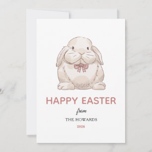 Elegant Modern Simple Bunny Happy Easter Photo Holiday Card