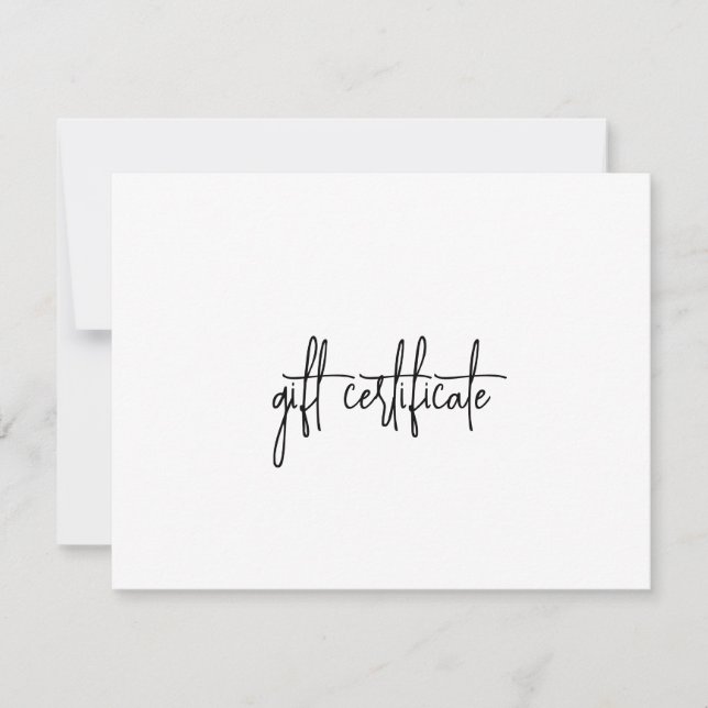 Elegant Modern Simple Business Gift Certificate (Front)