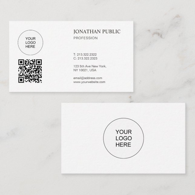 Elegant Modern Simple Design With Logo And QR Code Business Card (Front/Back)