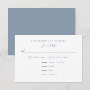 Elegant Modern Simple Dusty Blue Filigree RSVP Card