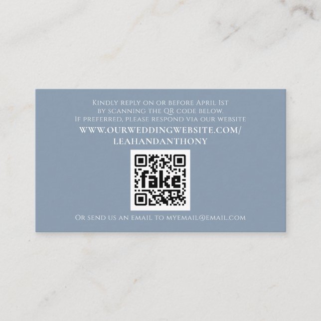 Elegant Modern Simple Dusty Blue QR Code  Enclosure Card (Front)