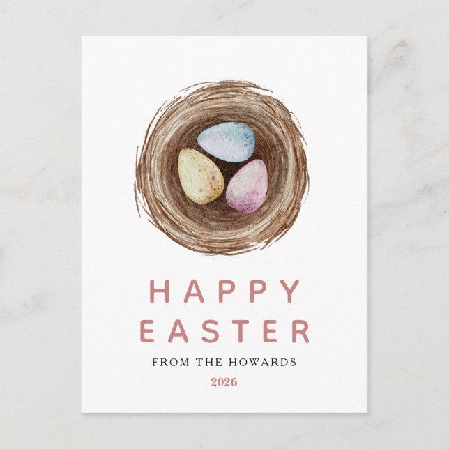 Elegant Modern Simple Easter Eggs | Happy Easter Holiday Postcard (Front)