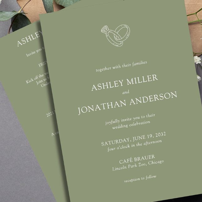Elegant Modern Simple Elements All-in-One Wedding Invitation (Creator Uploaded)