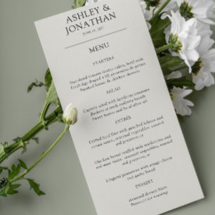 Elegant Modern Simple Elements Wedding Menu
