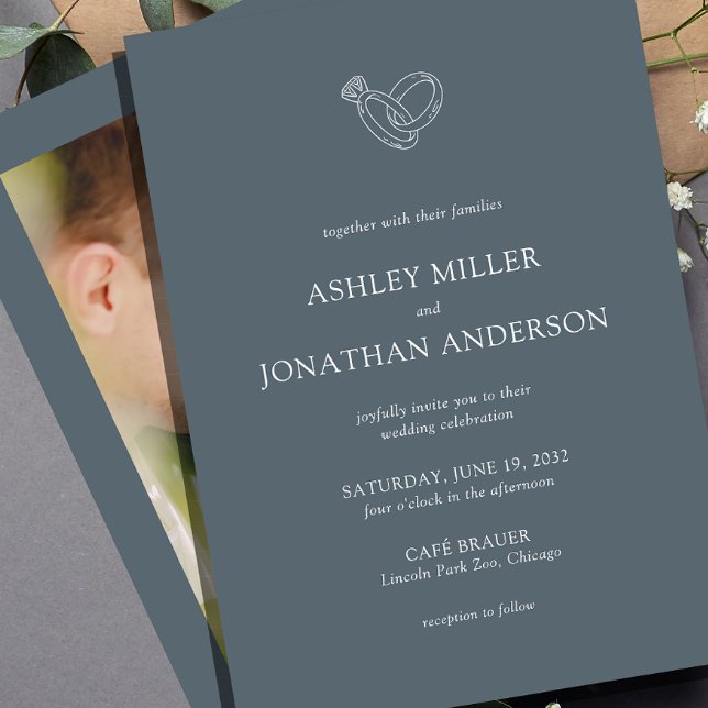 Elegant Modern Simple Elements Wedding Photo Invitation (Creator Uploaded)