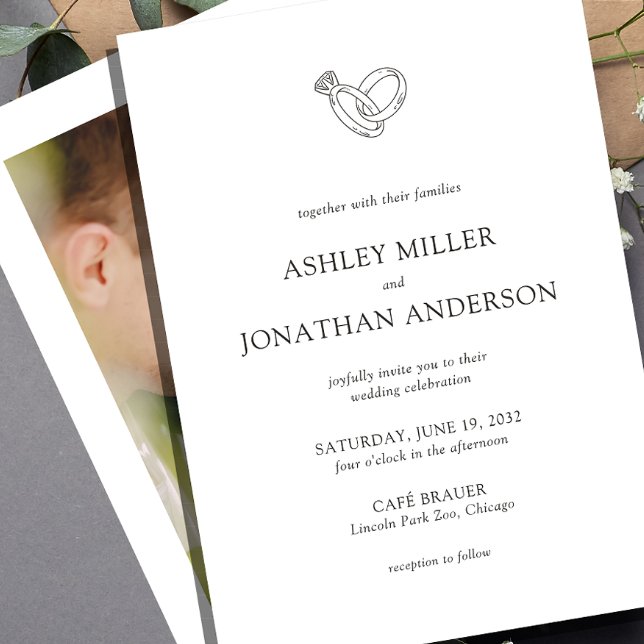 Elegant Modern Simple Elements Wedding Photo Invitation (Creator Uploaded)