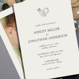Elegant Modern Simple Elements Wedding Photo Invitation