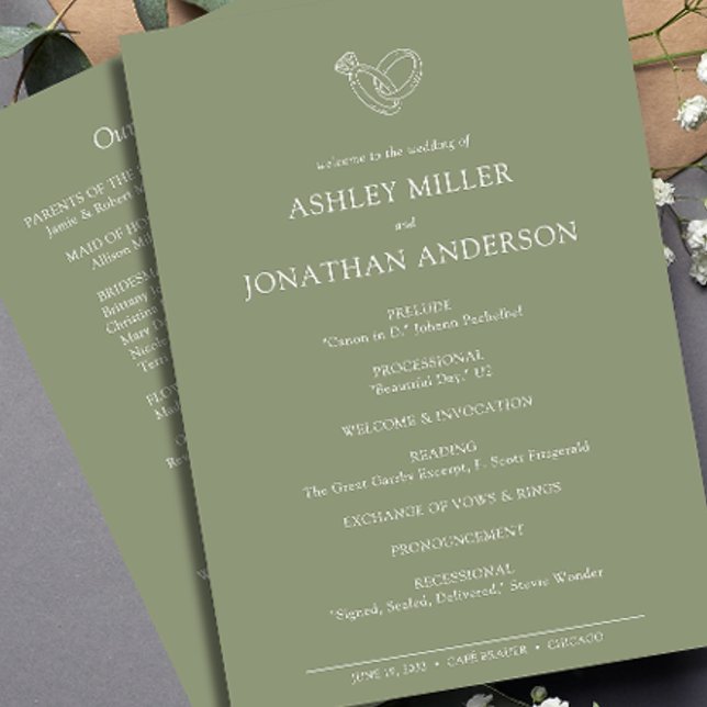 Elegant Modern Simple Elements Wedding Program (Creator Uploaded)