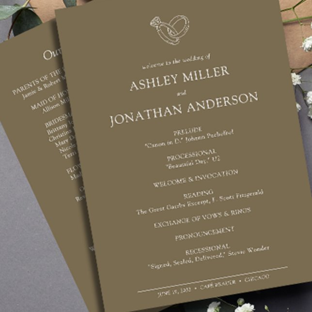 Elegant Modern Simple Elements Wedding Program (Creator Uploaded)