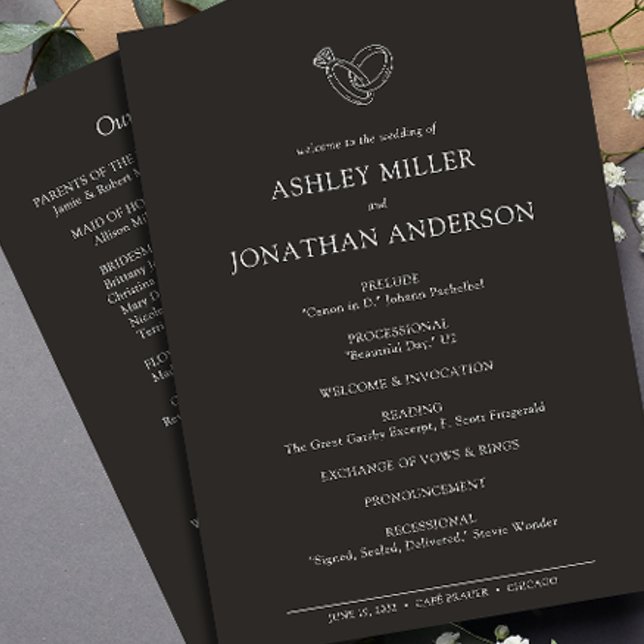 Elegant Modern Simple Elements Wedding Program (Creator Uploaded)