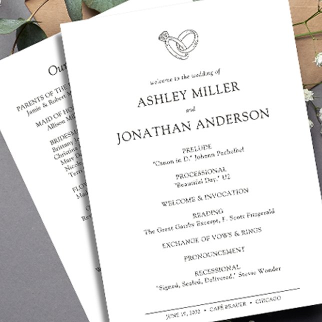 Elegant Modern Simple Elements Wedding Program (Creator Uploaded)