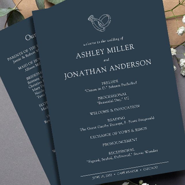 Elegant Modern Simple Elements Wedding Program (Creator Uploaded)