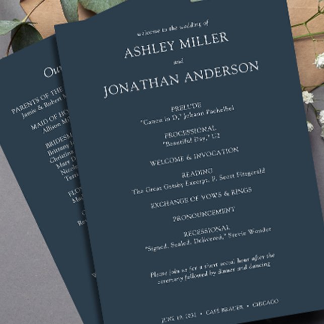 Elegant Modern Simple Elements Wedding Program (Creator Uploaded)
