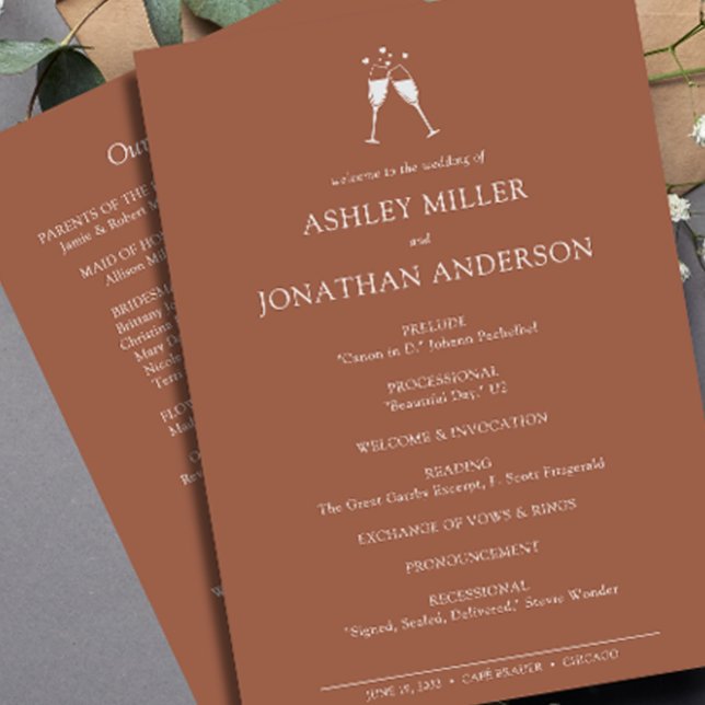 Elegant Modern Simple Elements Wedding Program (Creator Uploaded)