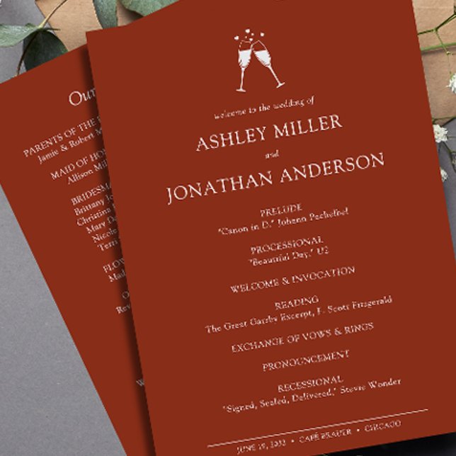 Elegant Modern Simple Elements Wedding Program (Creator Uploaded)