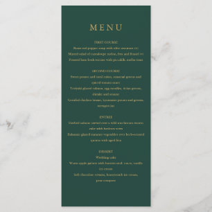 Elegant Modern Simple Emerald Green And Gold Menu