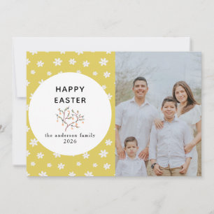 Elegant Modern Simple Flower Happy Easter Photo Holiday Card