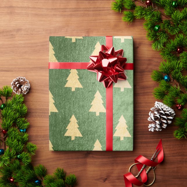 Elegant modern simple gold Christmas tree pattern Wrapping Paper (Holiday Gift)
